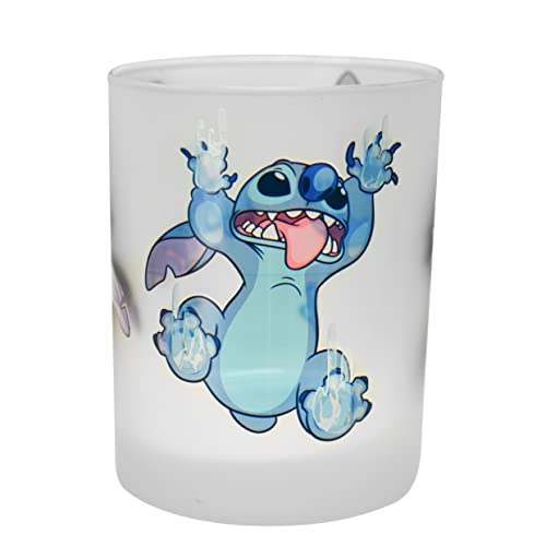 Officially Licensed Disney Decorated Dof Double Old-Fashioned Tumbler Glasses 13.5-Ounce, Set Of 4 (Icy Stitch) #TOP1