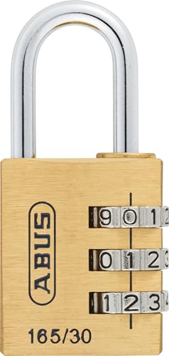 ABUS Combination Lock 165/30-3-Digit Code, Brass Body, Security Level 3