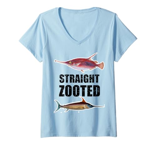 Mujer Funny Straight Zooted | absolutamente torqued Pez divertido Camiseta Cuello V