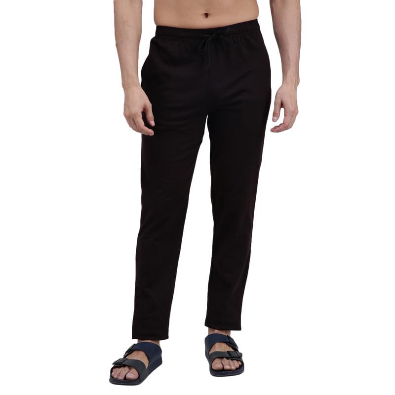 Image of Amul Comfy Men's Track Pant | Super Combed Cotton Rich Blend | Adjustable Drawstring Closure | Slim Tailored Fit | Soft Comfortable Everyday Bottom Wear | Color May Vary (Pack of 1)