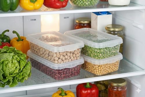 Image of 2000Ml Clear Fridge Stackable Organiser Storage Boxes with Clip Lock Lids for Vegetable & Fruits