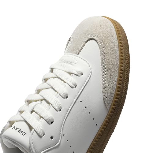 DREAM PAIRS Women's Tennis Sneakers Walking Flat Low-Top Casual Lace-Up Comfortable Nia Fashion Sneakers Shoes, Size 8.5,All White,SDFN2442W