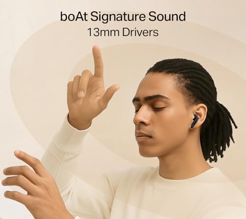 Image of Boat Airdopes Ace Gen 2 TWS Earbuds with 45H Battery, 4Mics ENx Tech, ASAP Charge, 13mm Drivers, 50 ms Low Latency, IPX5, Bluetooth Earbuds, TWS Ear Buds Wireless Earphones with mic (Shadow Black)