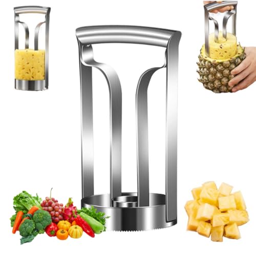 Cortador de piña, pelador de piña de acero inoxidable y cortador de descorazonador, anillos de corte de frutas resistentes, anillos de cuña de piña, herramientas de tallado de frutas