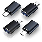 USB C to USB Adapter Pack of 4 USB C Male to USB3 Female Adapter Compatible with iPhone 16 Pro Max Pro Air 2023 iMac iPad mini Pro, Other Type C or Thunderbolt 4/3 Devices, Space Black