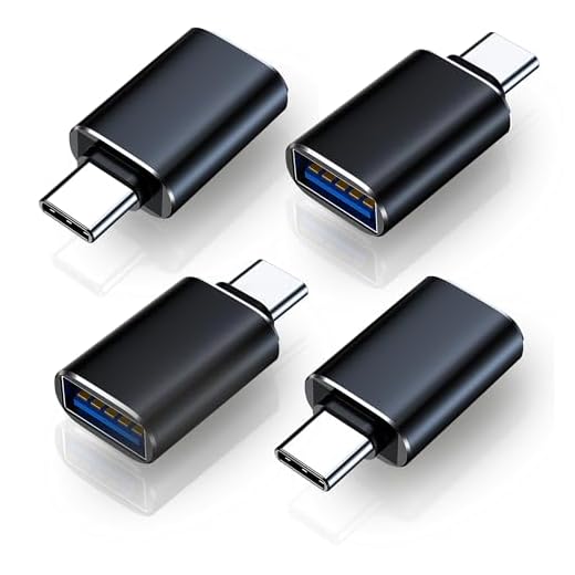 USB C to USB Adapter Pack of 4 USB C Male to USB3 Female Adapter Compatible with iPhone 16 Pro Max Pro Air 2023 iMac iPad mini Pro, Other Type C or Thunderbolt 4/3 Devices, Space Black