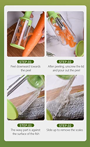 Fruit Vegetable Peeler With Storage -Modern Design Fruit Peeler Potato Peeler For Kitchen Make No Mess First Peeler With Storage Box Easy Use Easy Wash Fish Peeler Easy Grip Cucumber Peeler. #TOP4