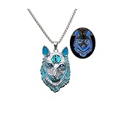 Collar de lobo para hombre y mujer, de acero inoxidable, con cabeza de lobo vikingo, collar Therian que brilla en la oscuridad, collar de protección para regalo, Acero inoxidable, No es una piedra