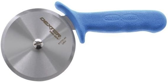 Dexter Russell Cool Blue Basics Stainless Steel Pizza Cutter with Blue Polypropylene Handle - 4"Diameter