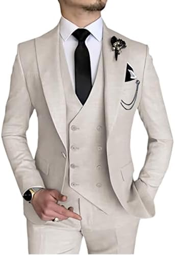 Men's 3 Piece Suit Slim Fit Suits One Button Blazer Vest Pants Formal Business Wedding Prom Suits