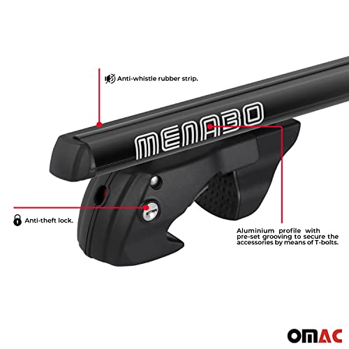 Omac Roof Rack Cross Bar Set For Bmw X7 2018-2023 Black/Car Rooftop Rail Crossbars 198 Lbs Load Adjustable Anti-Theft Lock 2 Pcs/Carrier For All Your Cargo Luggage Bike Kayak #TOP6