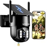 Lybuorze Schwarze 4G LTE Solar-Überwachungskamera für den Außenbereich, kein WLAN/Internet erforderlich, 4 MP Vollfarb-Nachtsicht, 360°-Ansicht, integrierte SIM, AI-Bewegungsalarm, 2-Wege-Talk für