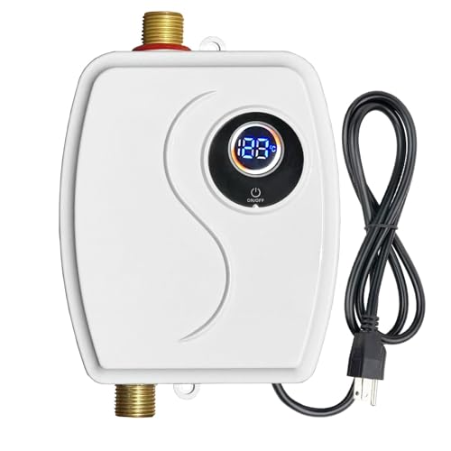 ECOTINYMACH 110V Tankless Water Heater Electric, 3000W Compact Water Heater, Heating Water On Demand...