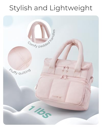 image for BAGSMART Lunch Bag Women, Double Deck Insulated Lunch Box, Quilted Puf