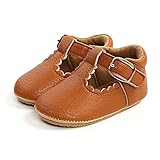 YloveM Baby Prinzessin Schuhe Kleinkind Lederschuhe Anti-Rutsch Weicher Boden Neugeborene Krabbelschuhe rutschfeste Gummisohle Babyschuhe Taufe Hochzeit Party Schuhe(C- Braun,0-6 Monate)