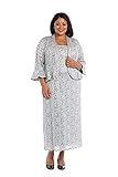 R&M Richards Plus Size Lace Jacket Dress 24 W Silver