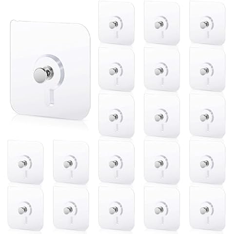 Nogeqi 20 Pcs Self Adhesive Wall Hooks No Drill Hooks for Hanging, No-Trace Sticker Frame Hangers Without Nails for Mount Wall Shelf, Heavy Duty Adhesive Wall Hooks for Kitchen, Bathroom Cover