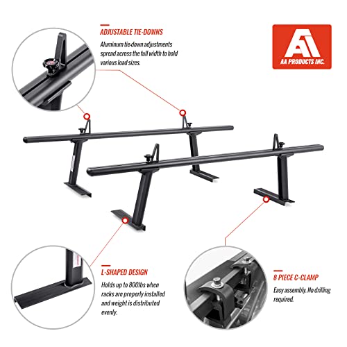 Image of Model APX2502-BLK Low-Profile Utility Aluminum Pick-Up Truck Ladder Rack with Load Stops