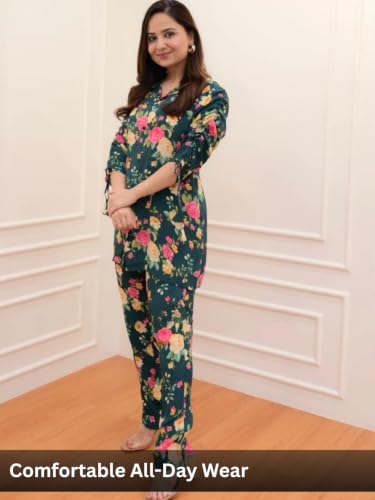 Image of GRECIILOOKS Co Ord Set For Women Stylish Floral Print | Kurta Sets For Womens | Anarkali Suit For Woman | Short Kurti For Womans | Pakistani Suits For Women's Kurta Set's