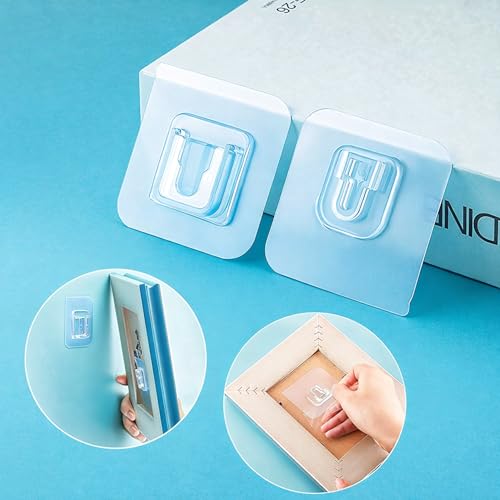 Image of Transparent Adhesive Wall Hooks (5 Pairs / 10 Hooks) | Heavy Duty No Drilling Self Adhesive Hooks | Waterproof & Reusable Clear Hooks for Bathroom, Kitchen, Photo Frames & Home