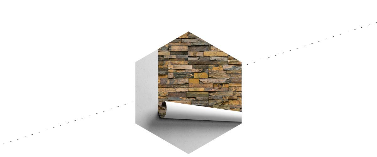 Muralo 505859485 - Papel Pintado fotográfico con Piedras Decorativas de imitación de Piedra, vellón, Multicolor, Hö. 300 x BR. 450 cm- 5 Bahnen