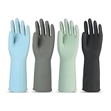 Petacffe 4 Pairs Rubber Kitchen Dishwashing Gloves – Reusable Household Cleaning Gloves for Washing Dishes and Cleaning Tasks, Non-Slip (Medium)
