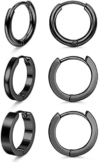 KALVICA 3 Pairs Hoop Earrings for Women Men Hypoallergenic Cartilage Hoop Earrings Small Stainless Steel Hoop Earrings Sleeper Piercing Jewellery Black Silver Gold