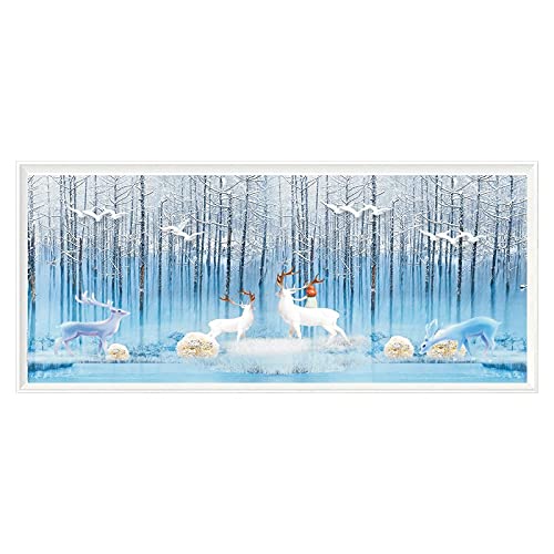 Grand format broderie diamond painting complet contre le stress motif wapiti forêt 80x220cm