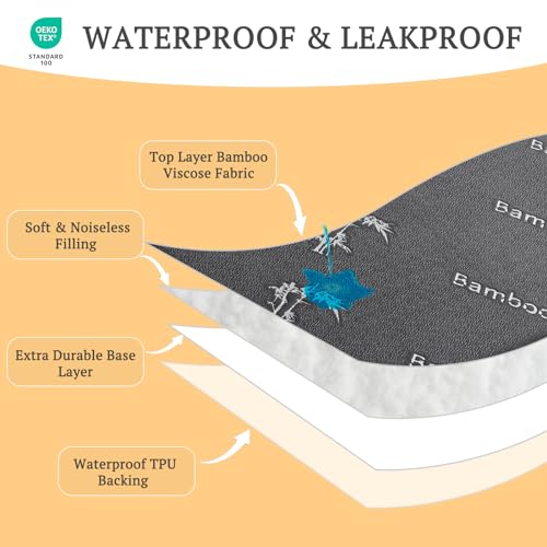 Image of BEDLORE Waterproof Crib Mattress Protector 2 Pack, Ultra Soft Bamboo Viscose Crib Mattress Pad Cover, Noiseless Toddler Mattress Protector for Standard Baby Mattress Size 52''x28'', Dark Gray
