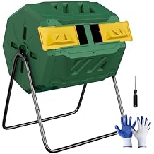 Nouva 43 Gallon Large Composting Tumbler Dual Rotating Chamber Garden Composter Bin Compost Bin with Steel Frame Outdoor Garden Yard,Green