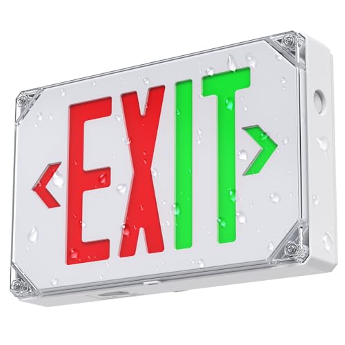 Outdoor Led Exit Sign Red/Green Color Switchable, Wet Location Emergency