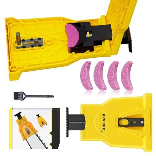 OMCCHK Portable Chainsaw Blade Sharpener, Chainsaw Teeth Sharpener, Universal Chainsaw Sharpener with 4 Bits, Chainsaw Sharpener Tool for 12