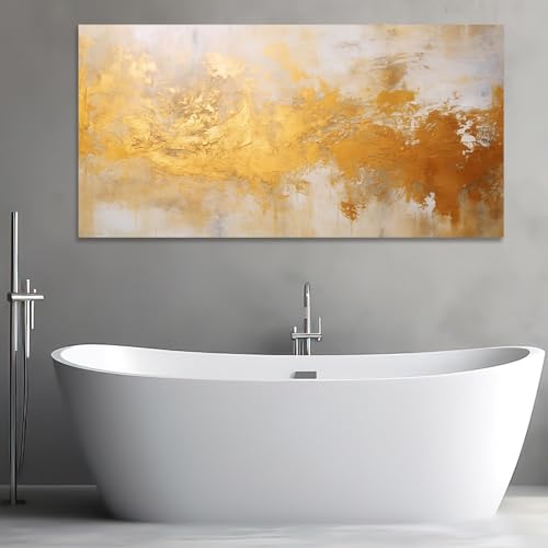 Toile murart or abstrait tableau marbre contemporain 35x75cm