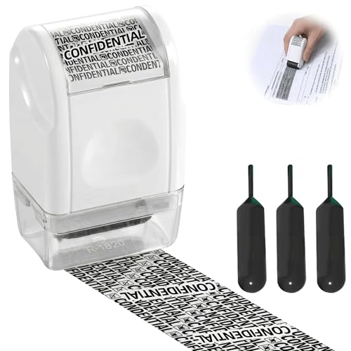 Datenschutz Rollstempel Für Dokumentenschutz Sicherheitsstempel Zur Prävention Von Identitätsdiebstahl Mit Breitem Muster Und 3 Nachfüllkartuschen Ideal Für Identitätsschutz Weiß