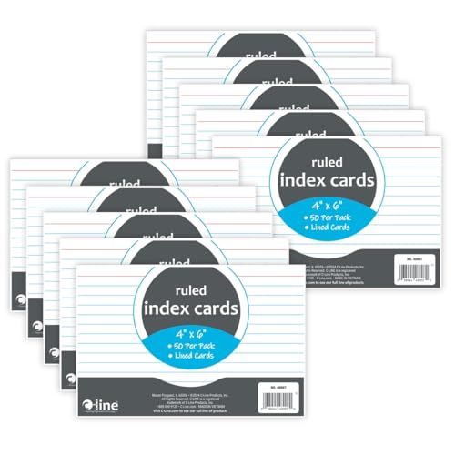 C-Line Products CLI48907-10 4 x 6 in. Ruled Index Cards White - Pack of 10