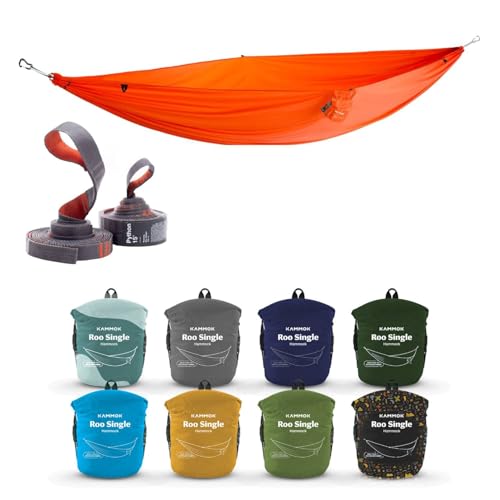 Best Types of Hammocks for Camping: Top Picks for Outdoor Comfort 4 KAMMOK Roo Single Hammock -Lightweight Camping Hammock with Tree-Friendly Python 10' Straps for Outdoor Relaxation - Durable Portable Hammock Made 100% Recycled Nylon for Hiking, Travel & Backyard Use
