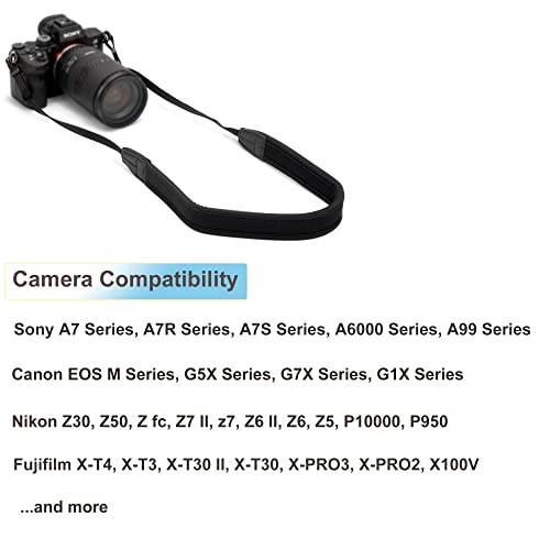 Mirrorless Camera Neck Strap Shoulder Belt For Sony Zv-E10 A7C A6600 A6500 A6400 A7 Iv Iii A7R V Iv A7S Iii A9 Ii Fujifilm X-T5 X-T4 X-T30 Ii Nikon Z30 Z50 Canon M50 M6 M5 Mark Ii -Black #TOP6