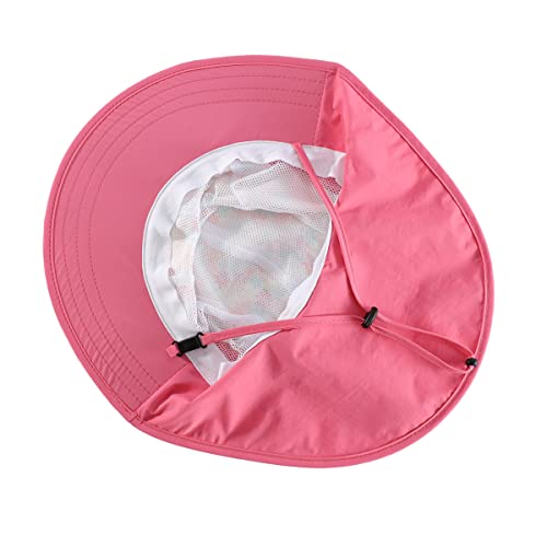 Llmoway Toddler Girl Uv Hat Wide Brim Breathable Lightweight Adjustable Sun Flap Hat Pink 2-6Years #TOP1
