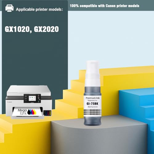 Image of KOSH GI-75 BK Refill Ink Compatible for Canon MAXIFY GX1070 GX2070 Printers