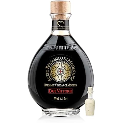 Due Vittorie Oro Gold, Barrel Aged Balsamic Vinegar of Modena IGP With Cork Pourer, All-Natural, Extra Dense Premium Vinegar Aceto Balsamico di Modena IGP Italy - 8.45fl oz / 250ml Cover