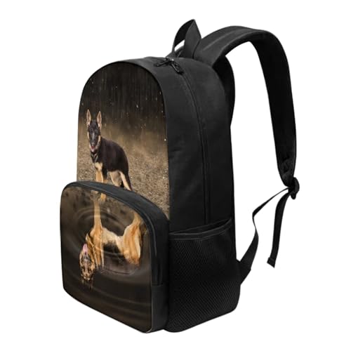 Howilath 17 Inch Children School Backpack Cute German Shepherd Print Large Capacity Bookbag Kids Primary Rucksack with Adjustable Shoulder Straps2