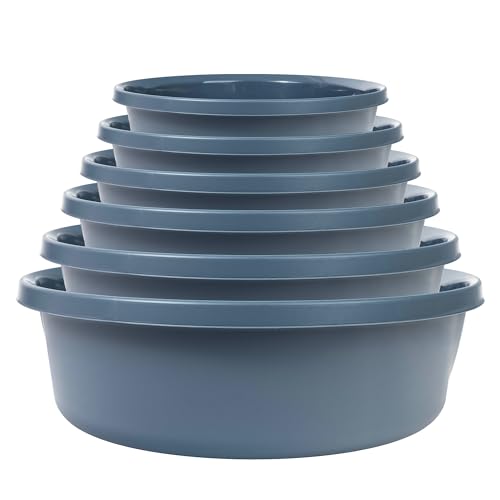 KADAX Matte Plastikwaschschüssel, Kunststoffschüssel, Runde Spülschüssel, Robuste Waschschüssel, Haushaltswasserschüssel für Badezimmer, Allzweck-Wanne (Dunkelgrau, 9L)