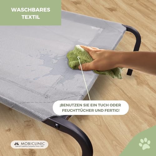 Mobiclinic® Pets, Erhöhtes hundebett, Cleo, Erfrischend, Isoliert, Europäische Marke, 122x71x21cm, Stark, Innen und außen, Leicht zu reinigen, Werkzeuglose Montage, Max. 60 kg