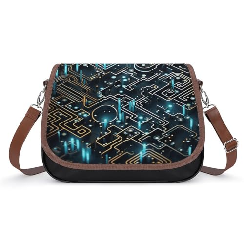 Sac à main en cuir à motif de codage pour femme avec finitions haut de gamme à rabat