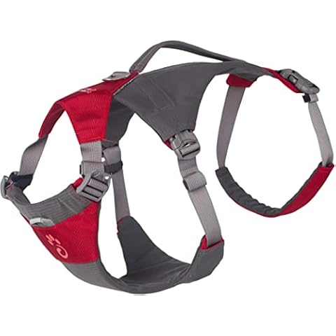 Mountain Paws Reflective Adjustable Anti-Choke Dog Harness with Handle for Running, Walking and Hiking,Red,Medium Cover