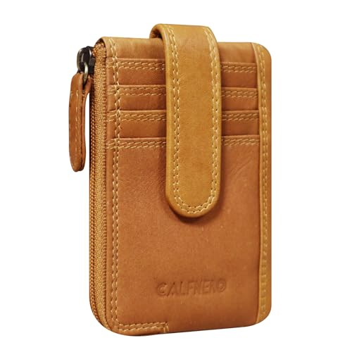Image of Calfnero Genuine Leather Card Holder & Key Case for Men & Women | Slim Wallet with Zipper Pocket, Card Slots & Key Chain | Compact Travel Organizer