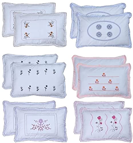 Shri Krishana Fabrics Ultra White Cotton Pillow Cover - 18"x28", Set of 12 (White New)