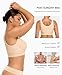 FeelinGirl Compression Bra for Women Post Surgery Front Closure Surgical Bras After Breast Augmentation Recovery Everyday Bra, Beige, L