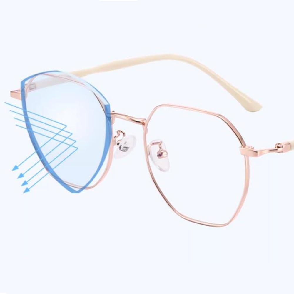 Occhiali da lettura multifocali progressivi,Occhiali da computer rotondi di moda di HD,Occhiali da lettura anti luce blu,Metallo Corning-Donne
