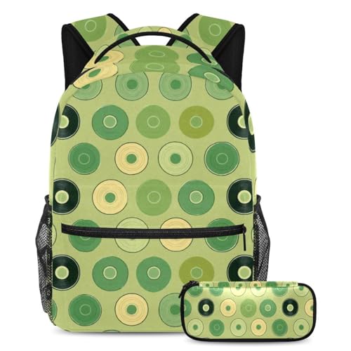 Sac à dos multicolore Green Records grand format avec sa trousse assortie compacte